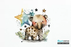 Watercolor cute animal superstar PNG Clipa Product Image 1