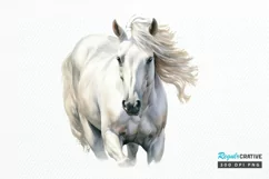 Beautiful White Horse Watercolo PNG Clipart Product Image 1