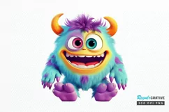 Cute Monster Watercolor Sublimation PNG Clipart Product Image 1