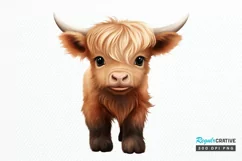Baby Highland Cow Illustrations PNG Clipart Product Image 1