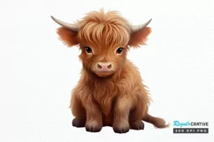 Baby Highland Cow Illustrations PNG Clipart Product Image 1