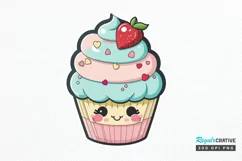 Cute Kawaii Cupcakes Valentine Stickers PNG Clipart Product Image 1