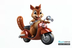 Squirrel Riding A Motorbike PNG Clipart Product Image 1
