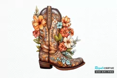 Western Floral Boots Sublimation PNG Clipart Product Image 1
