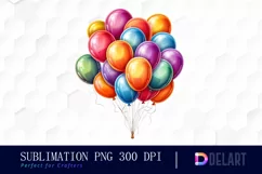 Watercolor Colorful Birthday Balloon Sublimation Graphics Product Image 1