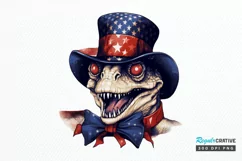 Funny 4th of July T-rex Sublimation PNG Clipart Product Image 1