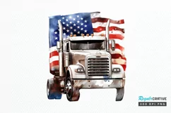 Patriotic Truck Sublimation PNG Clipart Product Image 1