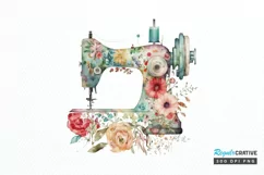 Watercolor Floral Sewing Machines PNG Clipart Product Image 1