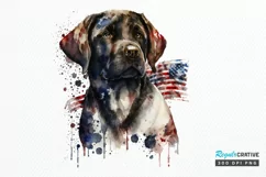 Watercolor Patriotic Dog PNG Clipart Product Image 1
