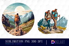 Hiking Watercolor Sublimation Clipart PNG Product Image 1