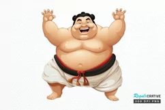 Funny Japanese Sumo Wrestler PNG Clipart Product Image 1