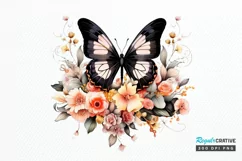 Floral Black Butterfly PNG Clipart Product Image 1