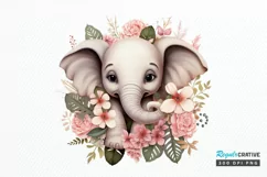 Flower Baby Elephant Sublimation PNG Clipart Product Image 1