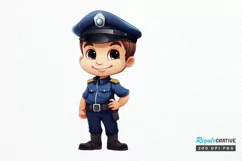Cute Police Officer Boy PNG Clipart Product Image 1