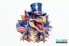 Funny 4th of July T-rex Sublimation PNG Clipart Product Image 1