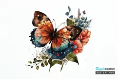 Retro Butterfly Floral clipart png clipart Product Image 1