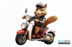 Squirrel Riding A Motorbike PNG Clipart Product Image 1