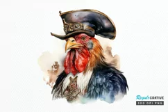 Rooster Pirate Watercolor Sublimation PNG Clipart Product Image 1