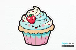 Cute Kawaii Cupcakes Valentine Stickers PNG Clipart Product Image 1