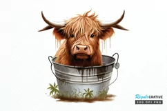 Cute Highland Cow Sublimation PNG Clipart Product Image 1
