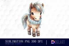 Watercolor Cute Winter Pony PNG Clipart Product Image 1