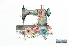 Watercolor Floral Sewing Machines PNG Clipart Product Image 1