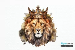 Watercolor King Lion Sublimation PNG Clipart Product Image 1
