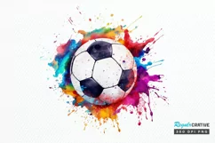 Watercolor Football PNG Clipart Product Image 1