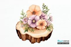 Flower Wooden Stump Watercolor Sublimation PNG Clipart Product Image 1