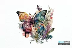 Retro Butterfly Floral clipart png clipart Product Image 1