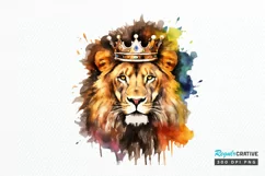 Watercolor King Lion Sublimation PNG Clipart Product Image 1