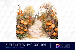 Watercolor Halloween Garden Path Sublimation Clipart Product Image 1