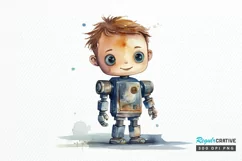 Robot Boy Watercolor Sublimation PNG Clipart Product Image 1