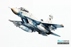 Fighter Aircraft Watercolor PNG Clipart Product Image 1