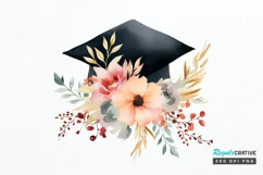 Floral Graduation Caps Sublimation PNG Clipart Product Image 1