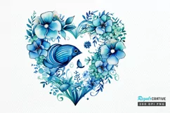 Ocean Heart Watercolor Sublimation PNG Clipart Product Image 1