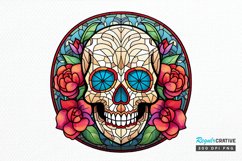 Flower Skull Stained Glass Sublimation PNG Clipart Product Image 1