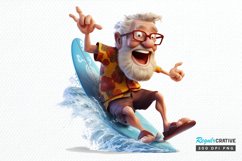 Funny Grandpa Surfing PNG Clipart Product Image 1