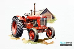Farm Tractor Watercolor Sublimation PNG Clipart Product Image 1