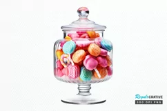 Fancy Clear Glass Candy Jar PNG Clipart Product Image 1