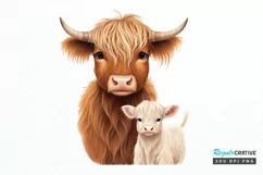Cute Highland Cow Sublimation PNG Clipart Product Image 1