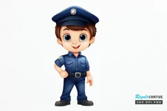 Cute Police Officer Boy PNG Clipart Product Image 1