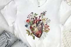Watercolor Anatomical Floral Heart PNG Clipart Product Image 2