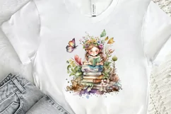 Watercolor Cute Bookworm Fairy PNG Clipart Product Image 2