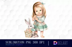 Little-Girl with Baby Bunny Clipart Design Product Image 1
