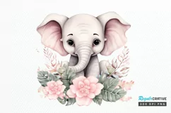 Flower Baby Elephant Sublimation PNG Clipart Product Image 1
