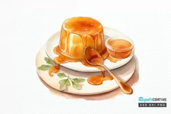 Watercolor Crème Caramel PNG Clipart Product Image 1