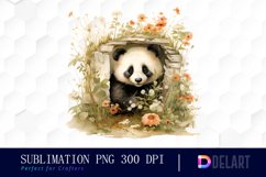 Watercolor Hiding Baby Panda Clipart Design Product Image 1