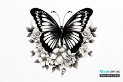 Floral Black Butterfly PNG Clipart Product Image 1