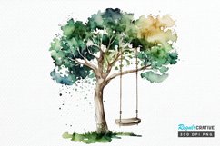 Watercolor Tree Swings PNG Clipart Product Image 1